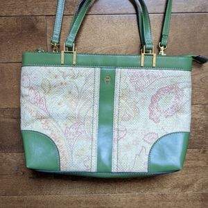 Etienne Aigner Floral Green Vintage Purse - Detachable Crossbody Strap